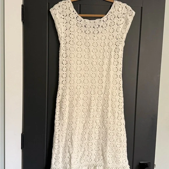 Anthropologie Cream Crochet Mini Dress - Picture 2 of 7